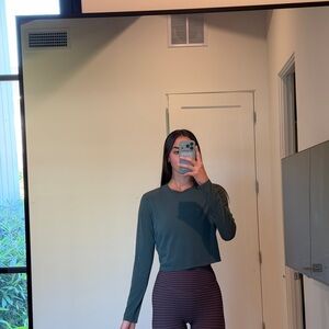 Nike Women's Long Sleeve Dark Green Top